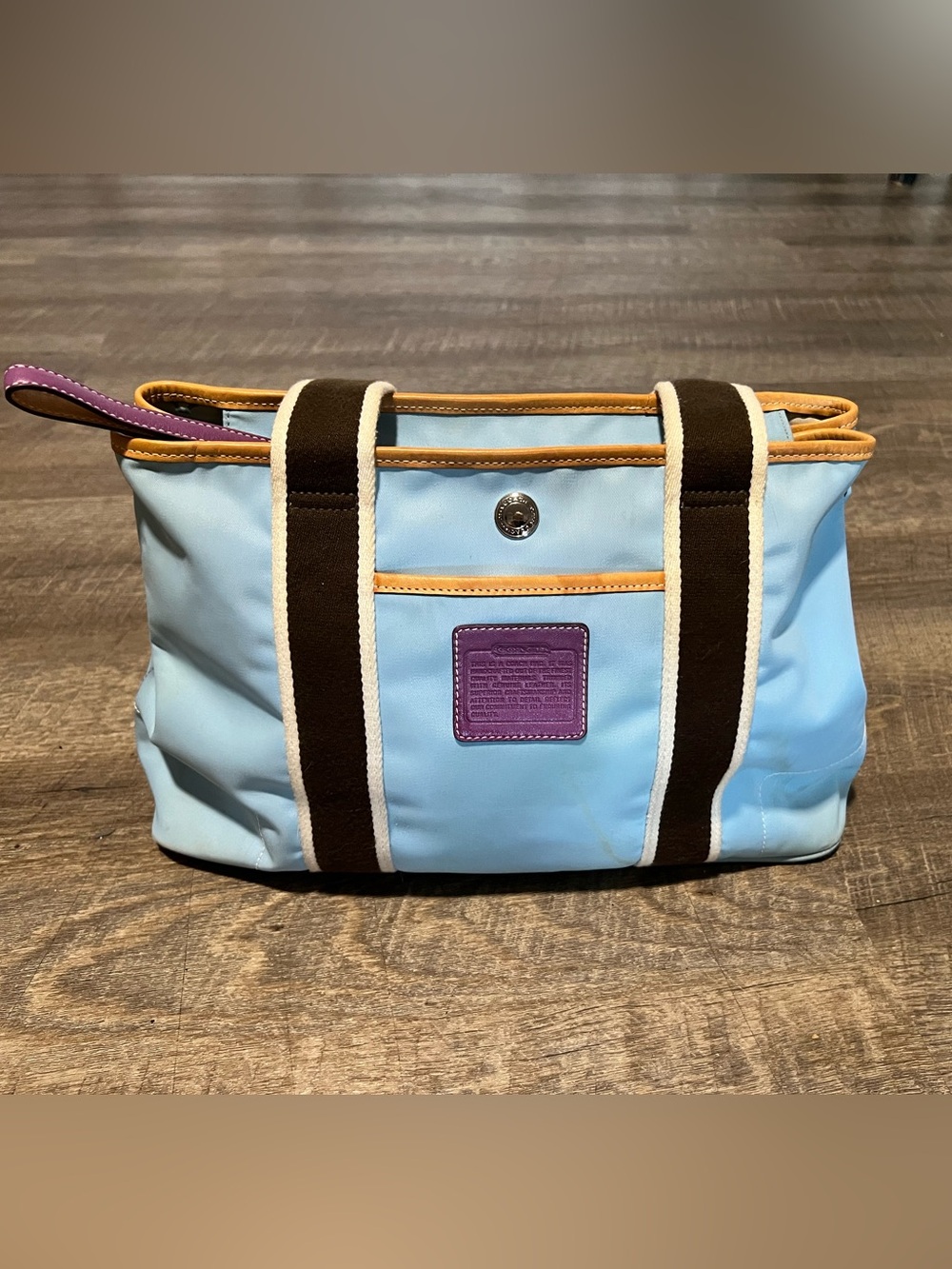 Vintage Coach Mini Hampton Sky Blue Tote